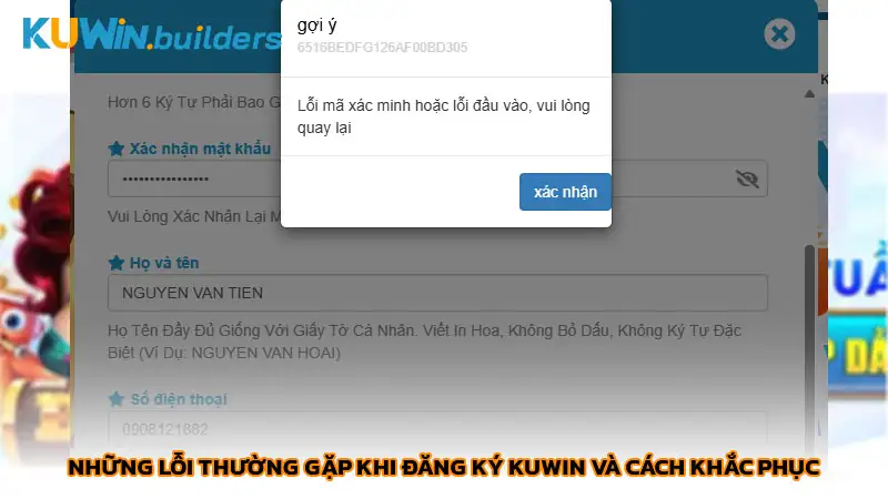 Những lỗi thường gặp khi đăng ký Kuwin và cách khắc phục